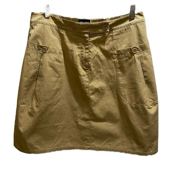 Giorgio Armani Vintage Designer Khaki Tan Cargo Buttons Mini Skirt Pockets XL - Picture 1 of 9